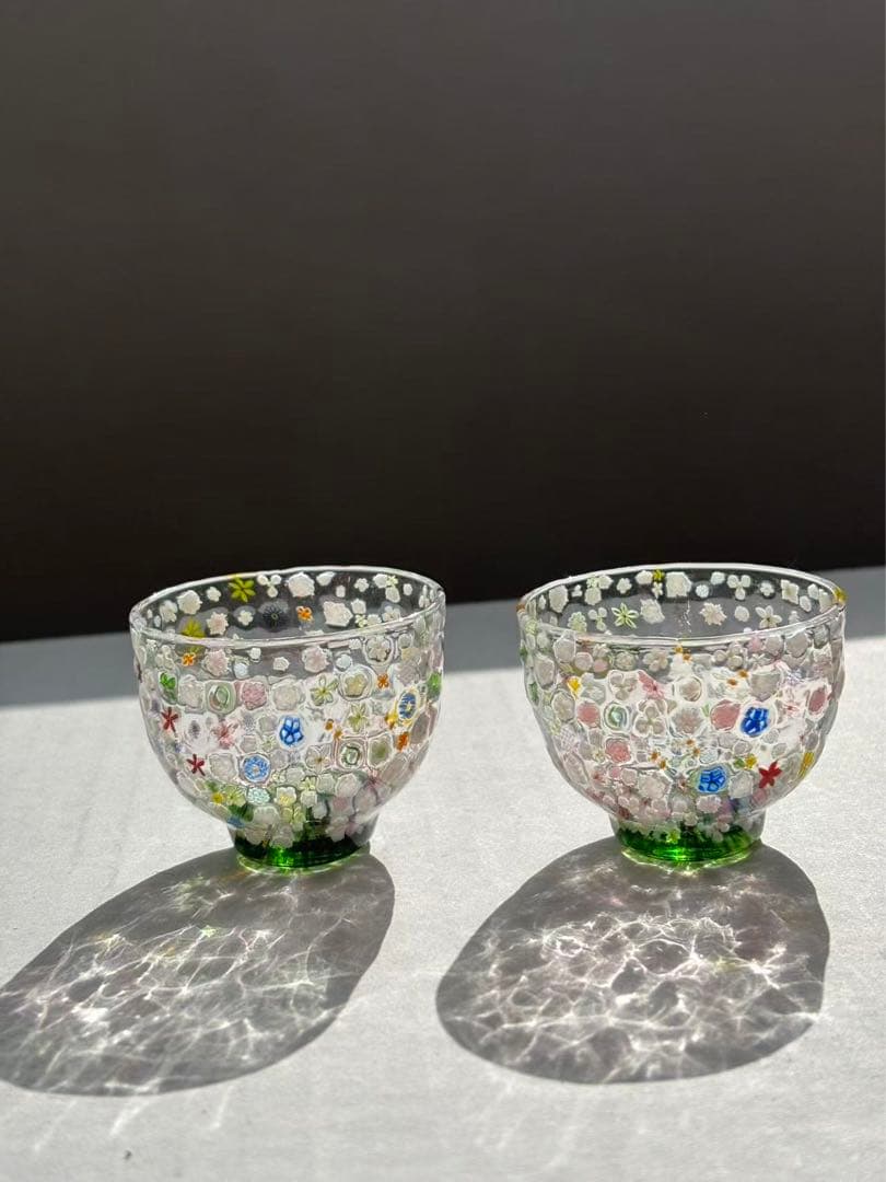 江波冨士子さん 花の庭 グラス 2個セット新品