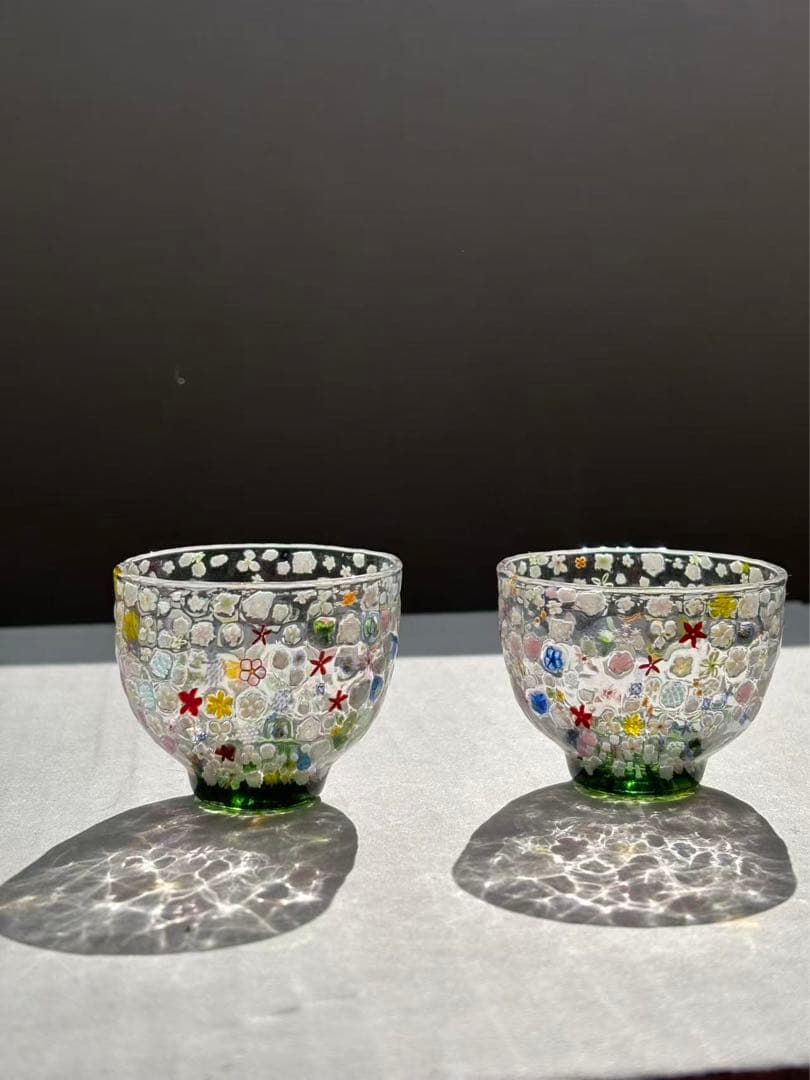 江波冨士子さん 花の庭 グラス 2個セット新品