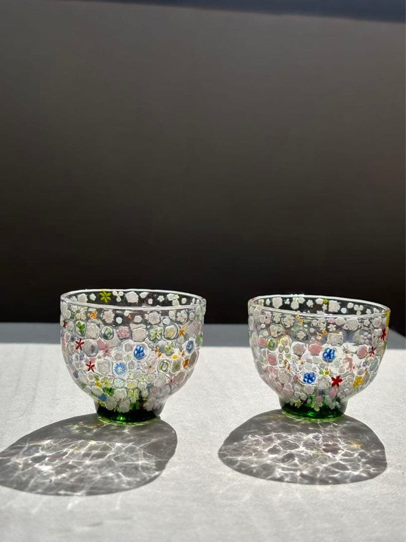 江波冨士子さん 花の庭 グラス 2個セット新品
