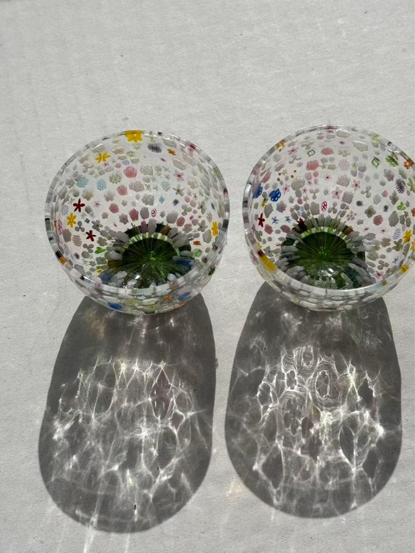 江波冨士子さん 花の庭 グラス 2個セット新品