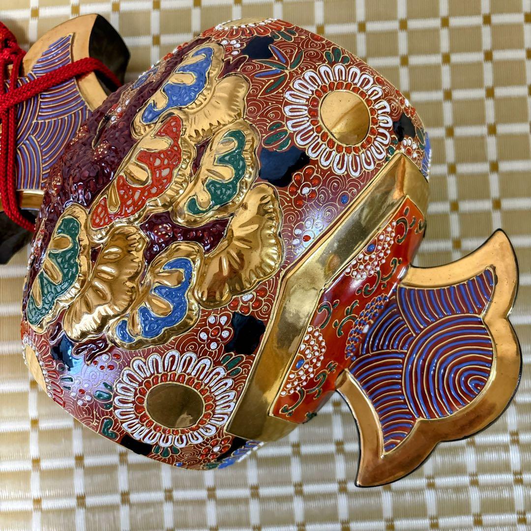 九谷焼　金彩　12号小槌・盛　打ち出の小槌　小槌　横幅38cm