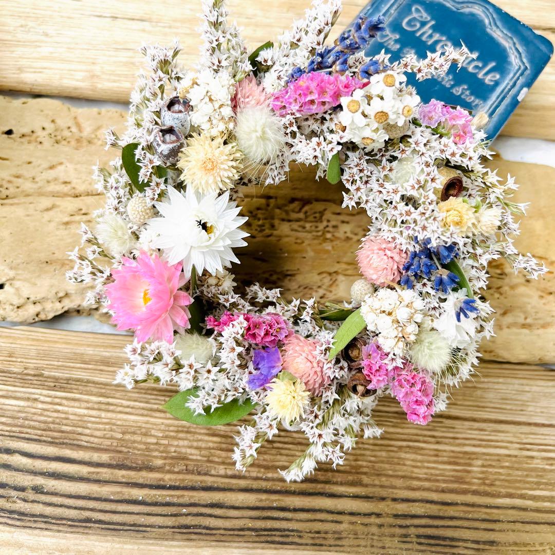 ドライフラワーリース　ドライフラワースワッグ　ユーカリ　ラナンキュラス  紫陽花