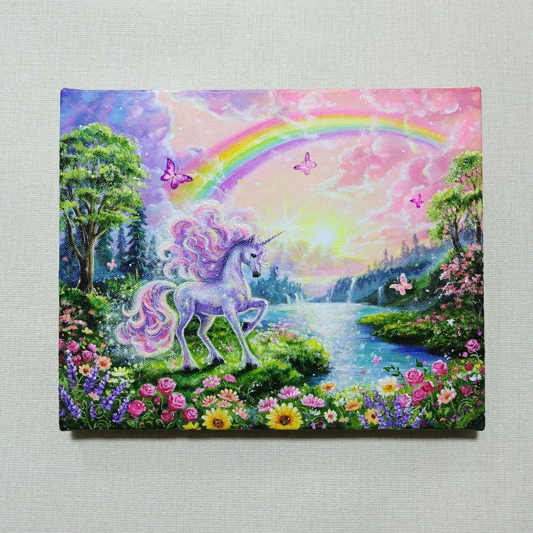 琥*ん様 【ユニコーン】アクリル画 F3 風景画 絵画