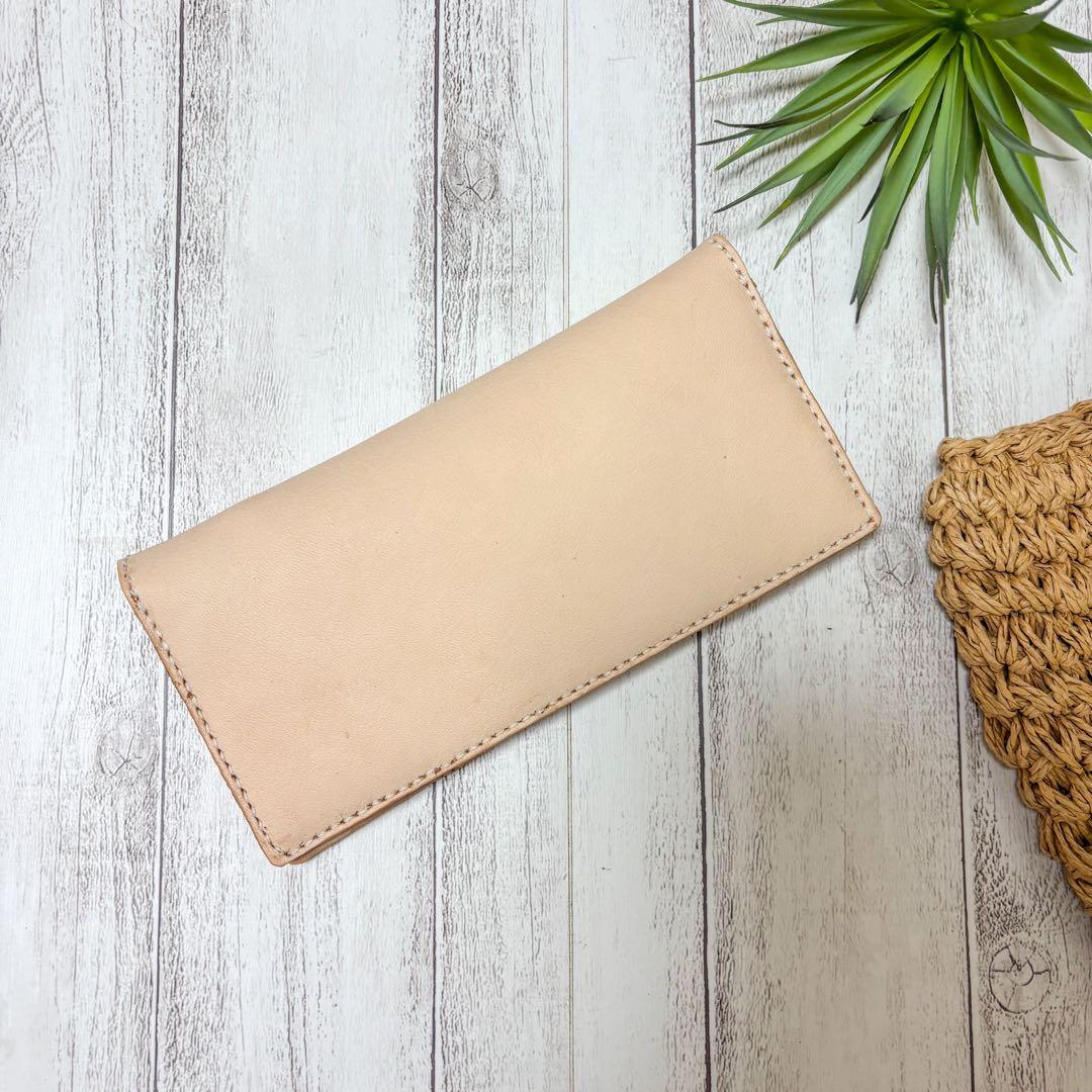 柔らかくて薄いヌメ革の長財布♪ ハンドメイド　手縫い　ヌメ革　レザークラフト