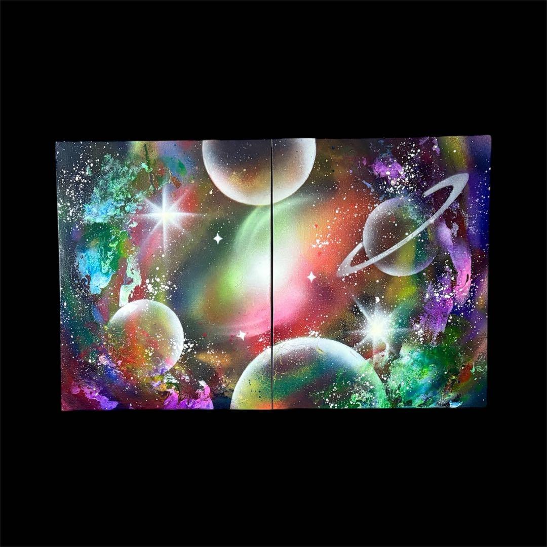 ✳︎みっちゃん様お取り置きの品✳︎【370】スプレーアート　宇宙　銀河　オーロラ