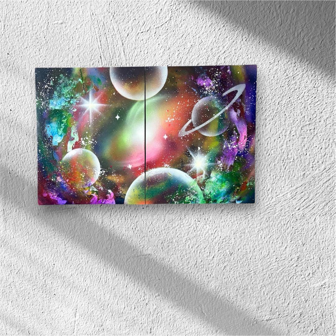 ✳︎みっちゃん様お取り置きの品✳︎【370】スプレーアート　宇宙　銀河　オーロラ