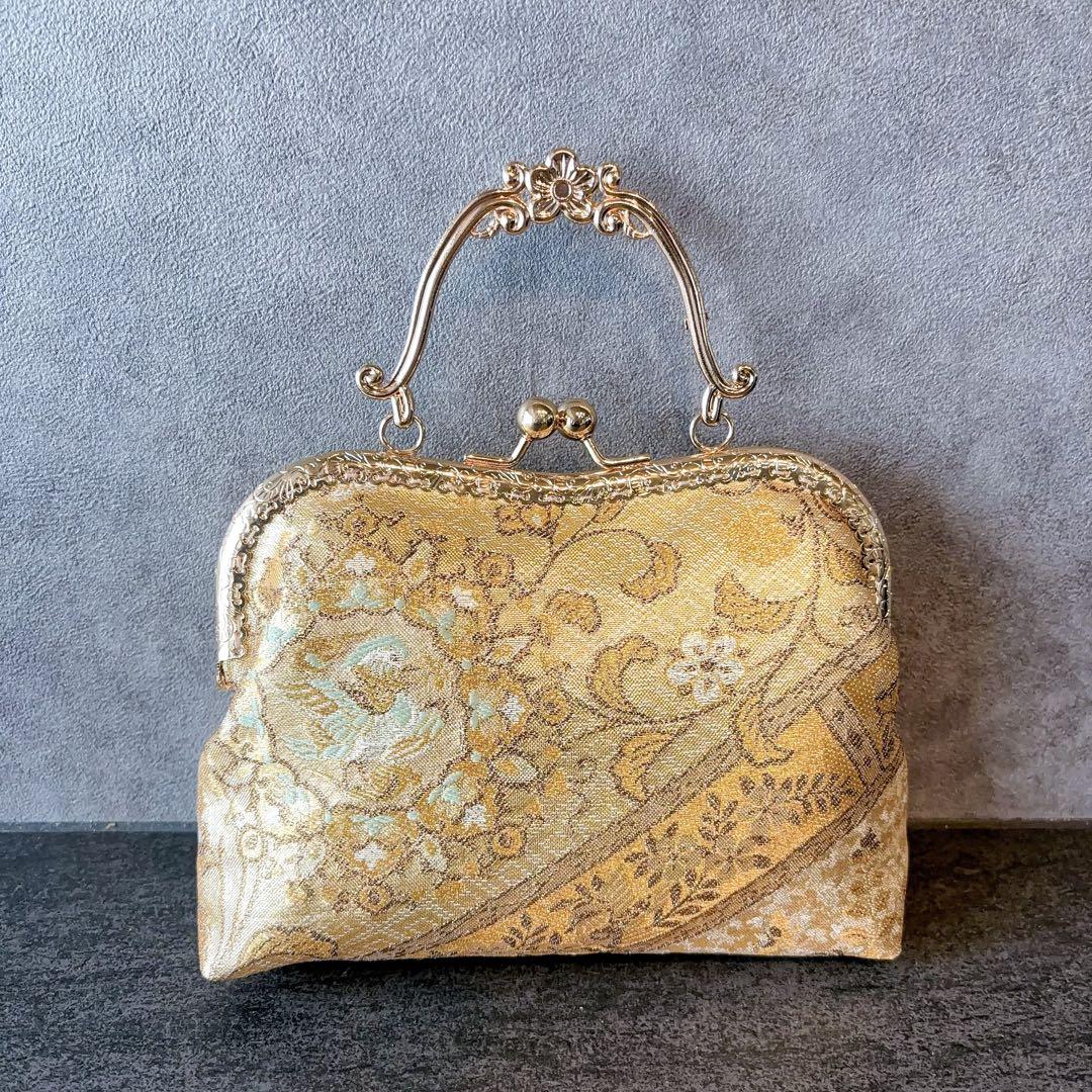 2月新作♡煌彩箔♡佐賀錦プラチナ帯ゴールド口金♡高級フォーマルバッグ帯地バッグ