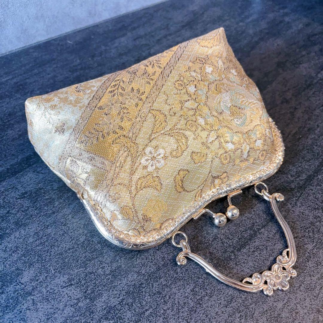 2月新作♡煌彩箔♡佐賀錦プラチナ帯ゴールド口金♡高級フォーマルバッグ帯地バッグ