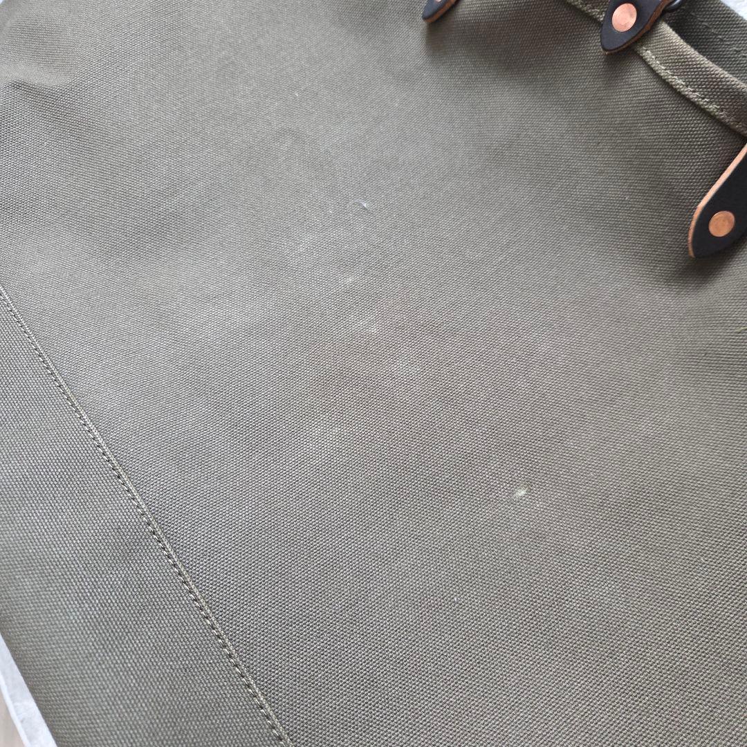 キャンバス トートバッグ オリーブ 大きめ カーキ レザーハンドル 帆布トート