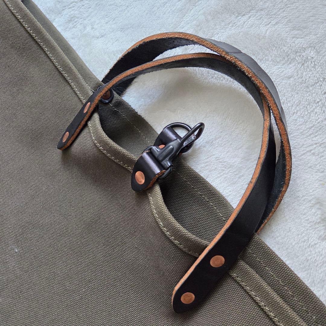 キャンバス トートバッグ オリーブ 大きめ カーキ レザーハンドル 帆布トート