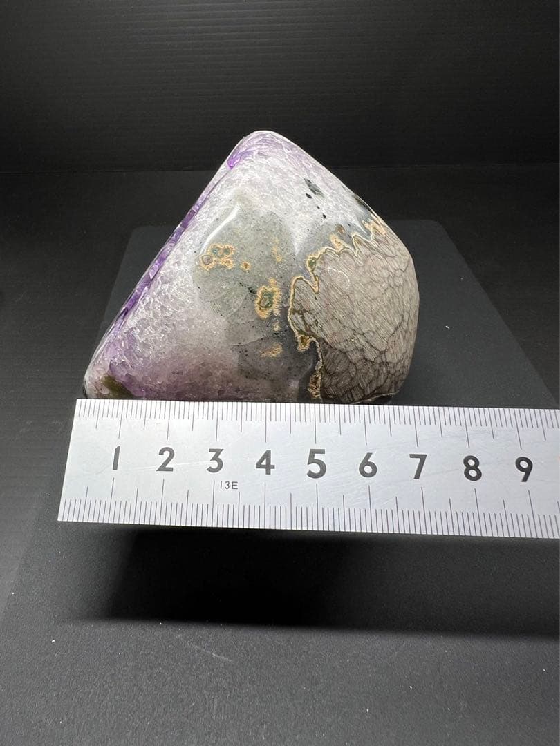 A679希少！美しい紫色 高品質天然アメジストドーム 置物
