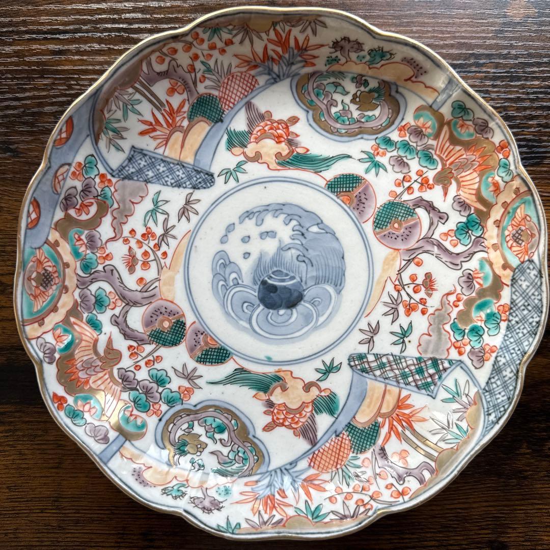 明治時代、伊万里、吉祥文様、七寸、宝珠、龍、蓑亀、ふくら雀、すぐ匿名発送、A