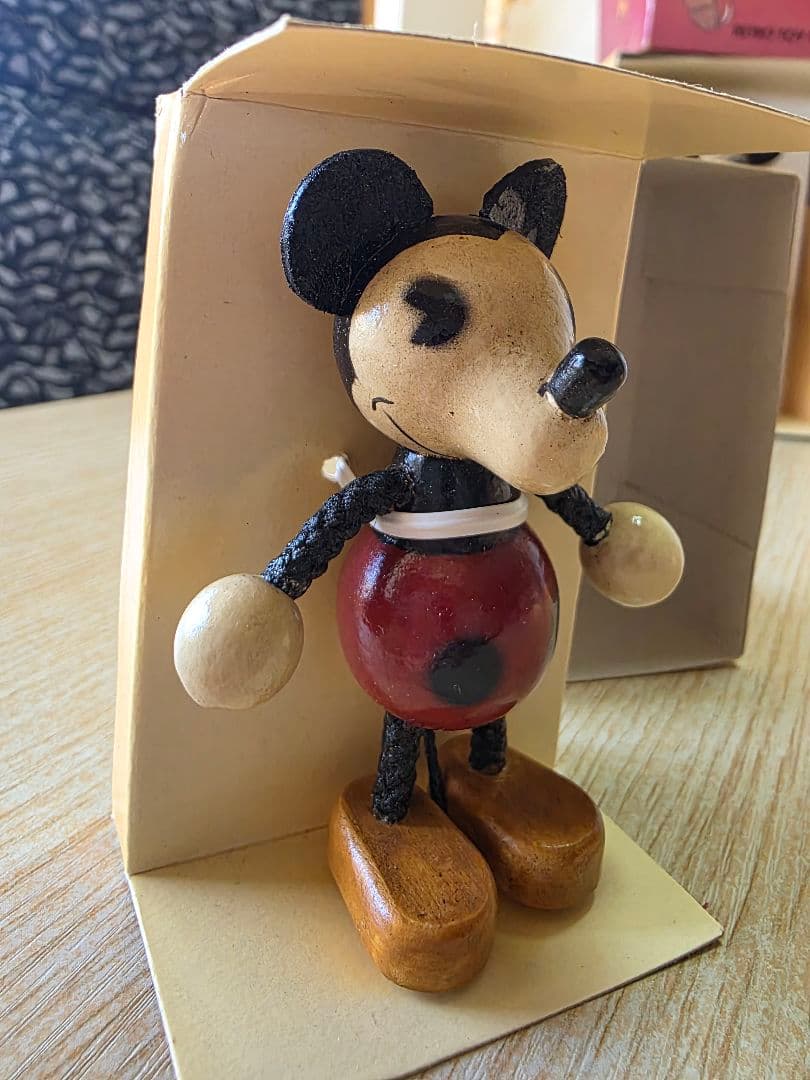 ディズニー レトロ ミッキー ミニー 木製フィギュア 3体セット 箱付き