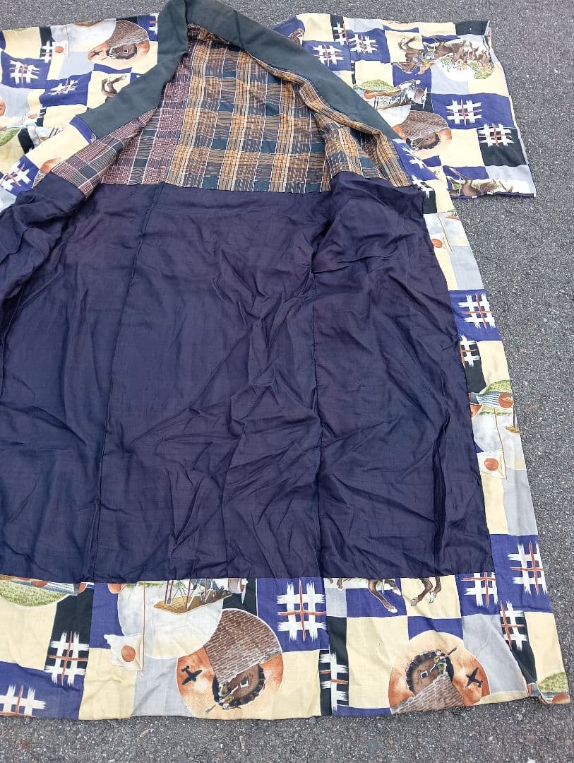 戦前　子供用　着物　戦争柄　戦意高揚　陸軍　海軍　戦車　戦艦　機関銃　飛行機