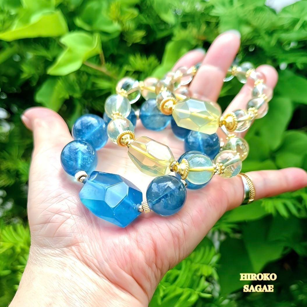 スター レモンクォーツ & 高品質 大粒 レモンクォーツ ブレスレット No.2