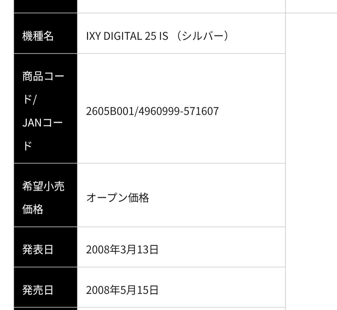 Canon IXY DIGITAL 25 ISカメラ本体と充電器セット