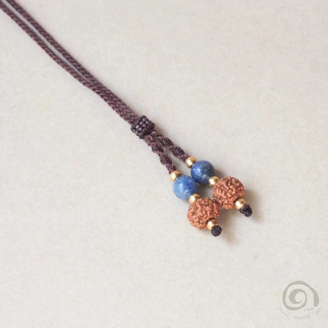 ラピスラズリ マクラメ ネックレス ルドラクシャ