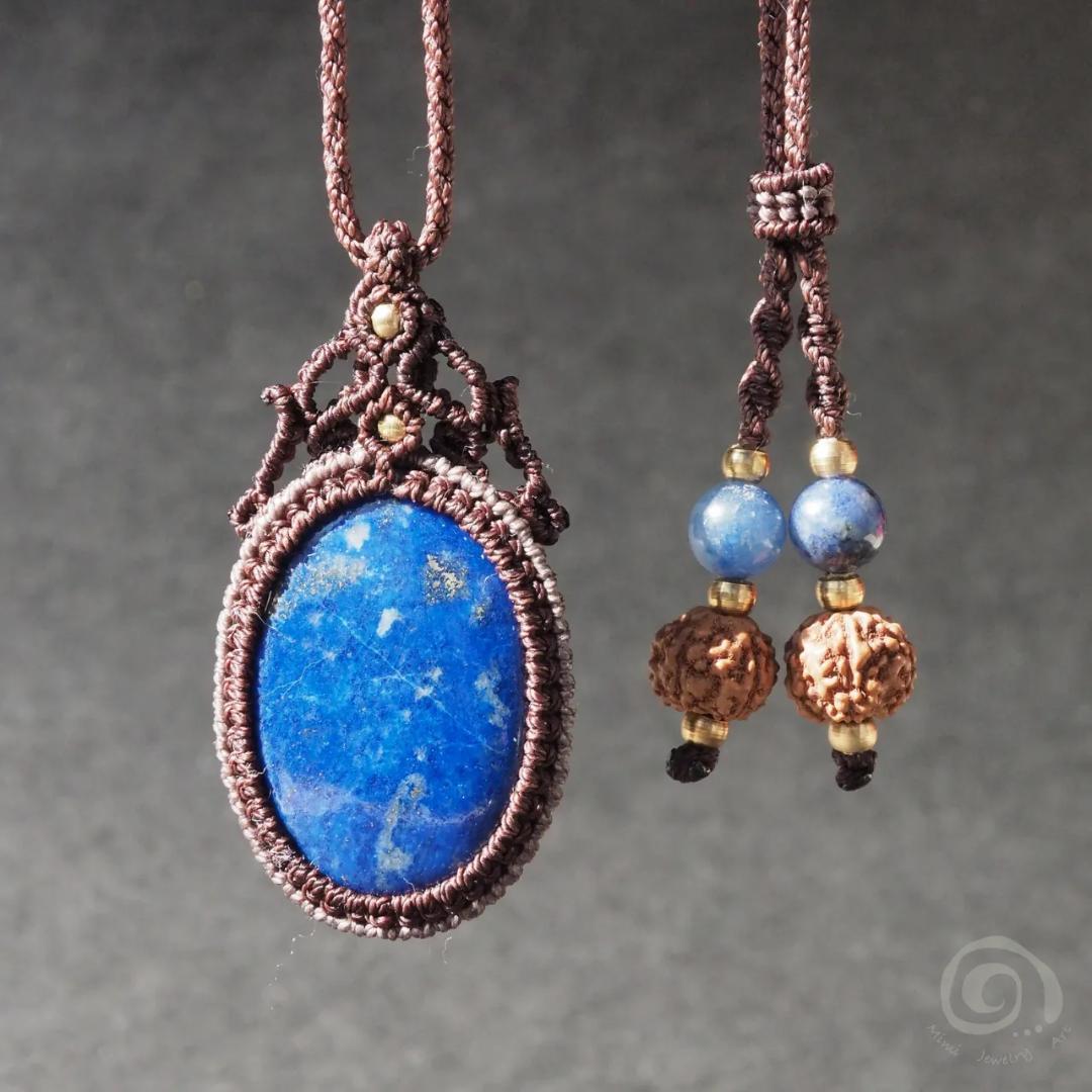 ラピスラズリ マクラメ ネックレス ルドラクシャ