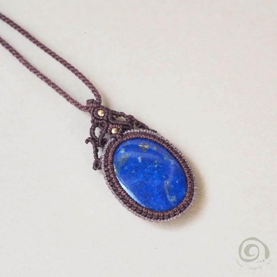 ラピスラズリ マクラメ ネックレス ルドラクシャ