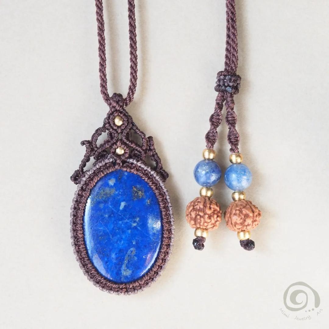 ラピスラズリ マクラメ ネックレス ルドラクシャ