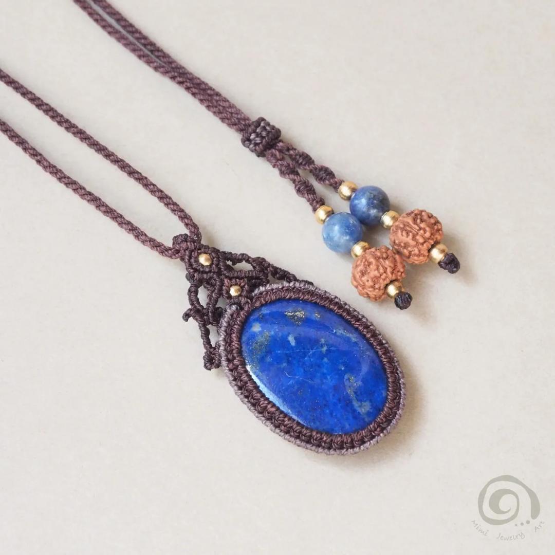 ラピスラズリ マクラメ ネックレス ルドラクシャ