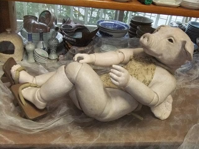 中村寝郎作　人形作家　豚さん　女の子　球体　球体関節DOLL