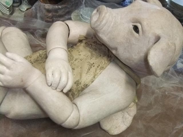 中村寝郎作　人形作家　豚さん　女の子　球体　球体関節DOLL