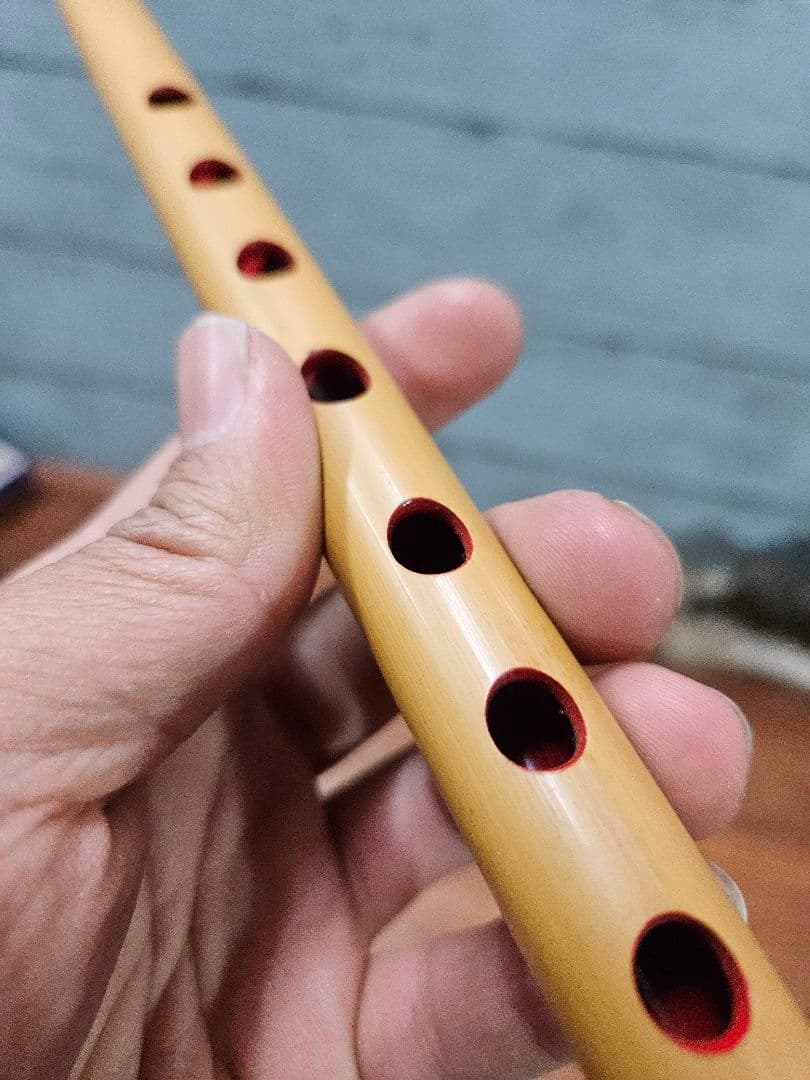 古典調 篠笛 在銘 案山 お囃子用 獅子田 7穴式 和楽器