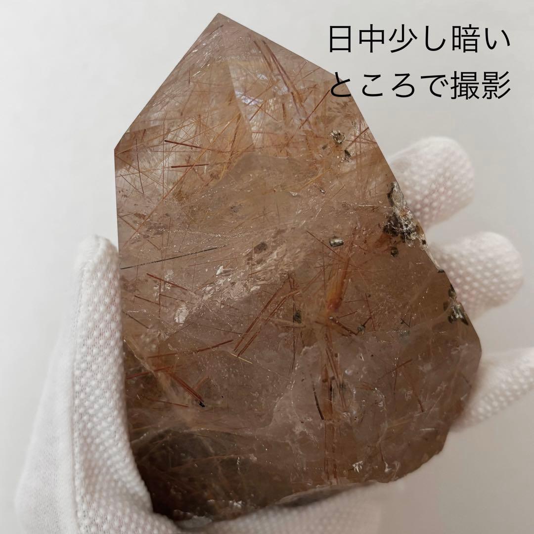 超希少美628g特大 ゴールドタイチンルチル 原石ポリッシュ　鉱物