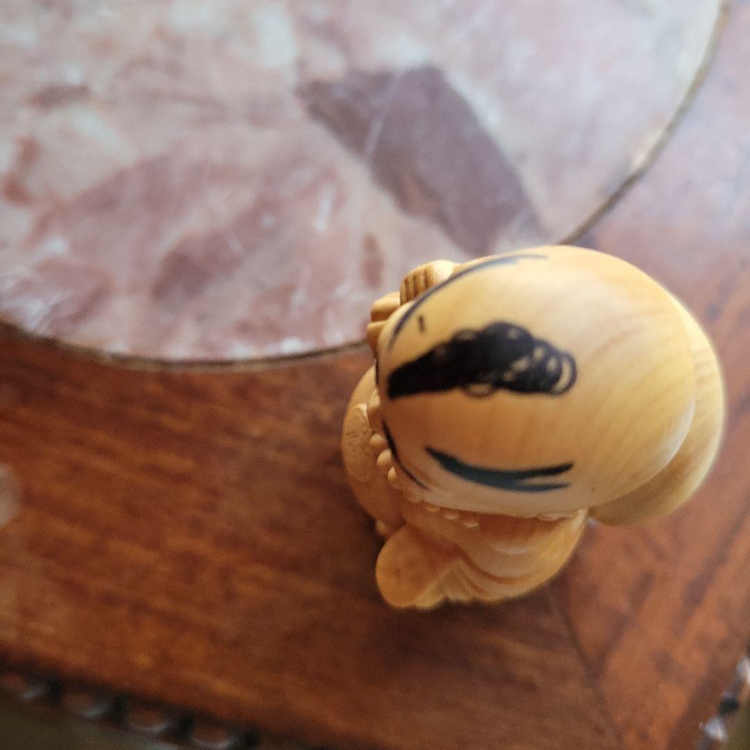 【曰く付き】木製 笑顔のかずおちゃん 5.５cm置物