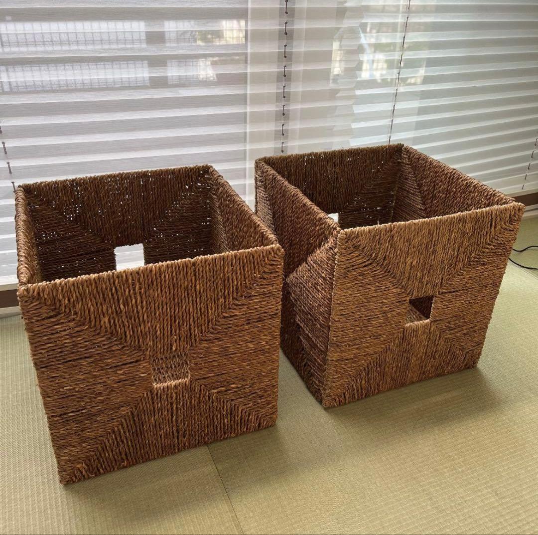 IKEA製　4個セット　バスケット　カゴ　ナチュラル　自然　おしゃれ　収納　天然