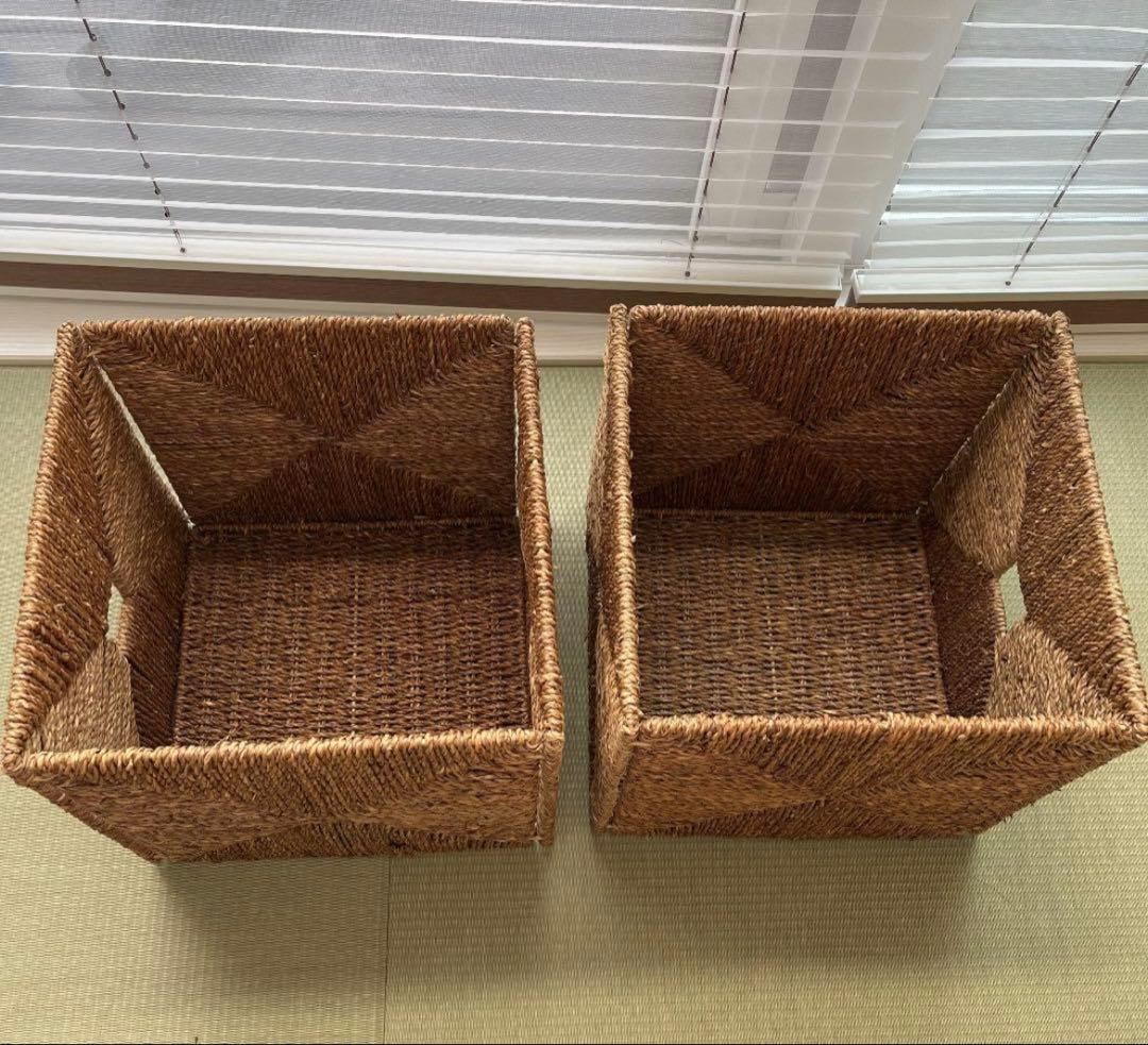 IKEA製　4個セット　バスケット　カゴ　ナチュラル　自然　おしゃれ　収納　天然