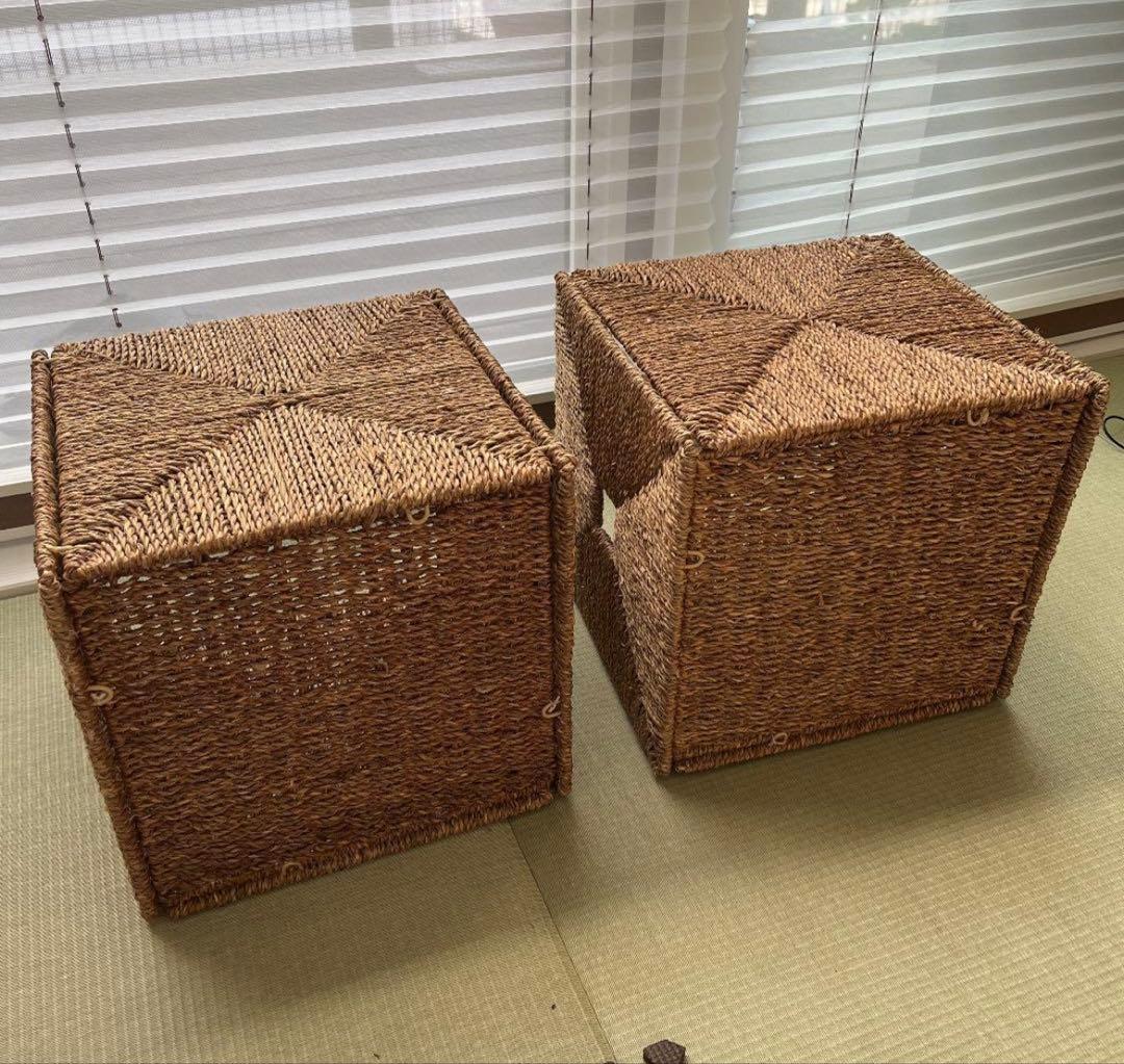 IKEA製　4個セット　バスケット　カゴ　ナチュラル　自然　おしゃれ　収納　天然