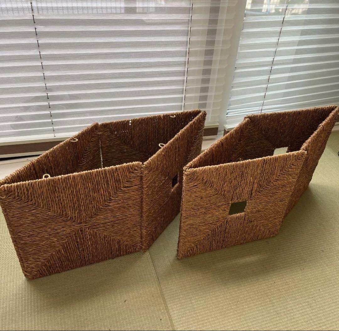 IKEA製　4個セット　バスケット　カゴ　ナチュラル　自然　おしゃれ　収納　天然
