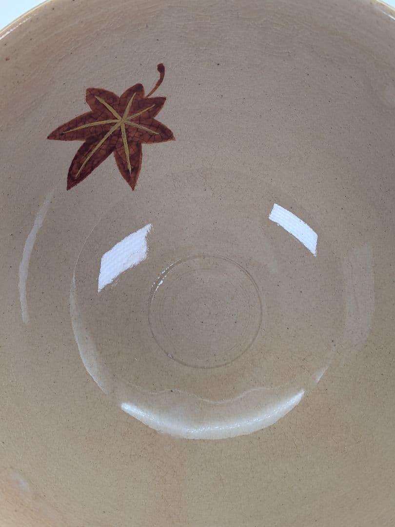 屋島六万寺窯 紀太隆志 紅葉絵馬上杯茶盌 共箱仕覆栞 抹茶碗 抹茶茶碗 茶道具