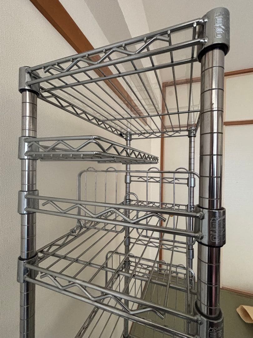 エレクター５段棚　ブックシェルフ付き アクリル板1枚付き