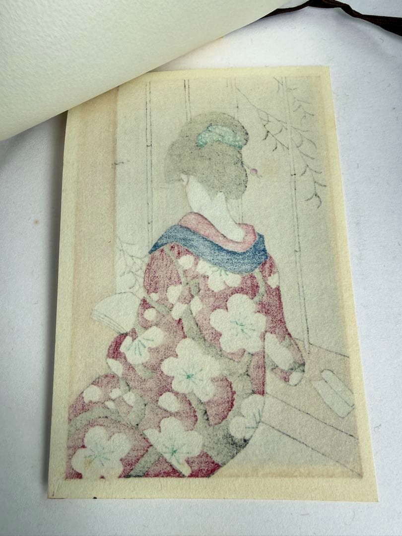 竹久夢二　木版画　【長き夜】読書　戦前　送料込み0120