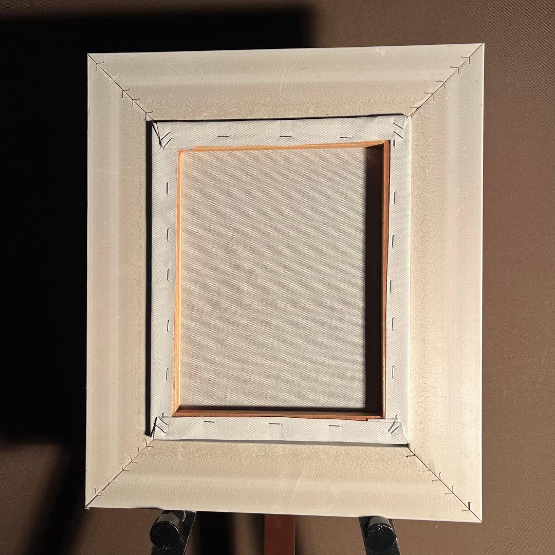 手書き油絵 海を眺める少女 額付 絵画 インテリア 油彩画