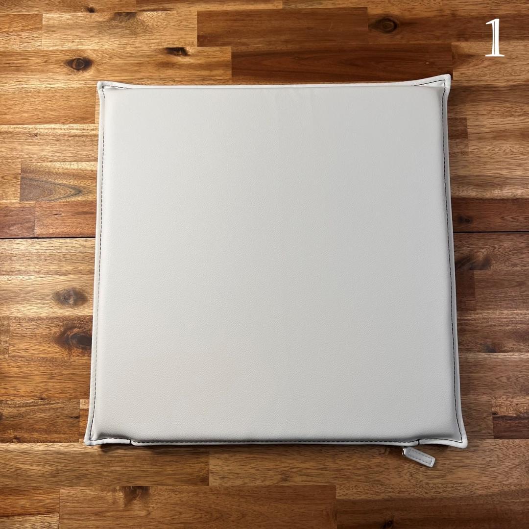 【高級PUレザー】薄型 低反発 座布団 ウレタンクッション 4枚セット ホワイト