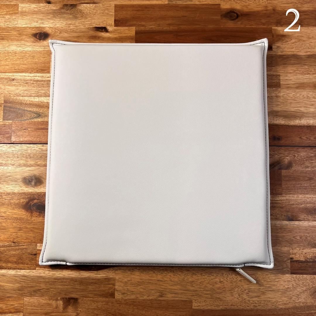 【高級PUレザー】薄型 低反発 座布団 ウレタンクッション 4枚セット ホワイト