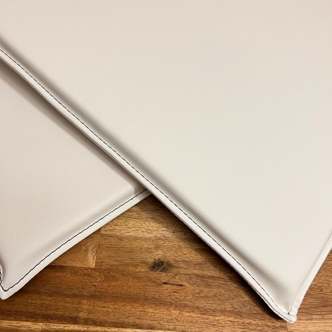 【高級PUレザー】薄型 低反発 座布団 ウレタンクッション 4枚セット ホワイト