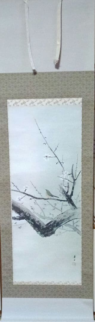 掛け軸/白梅/うぐいす
