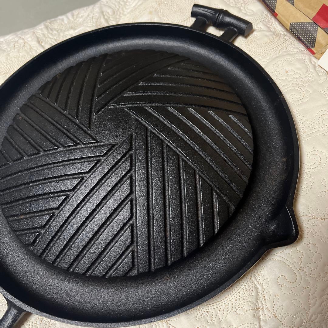 最終値下げ！南部鉄器 岩鋳 ジンギスカン鍋 竹27cm ガス火用カセットコンロ用