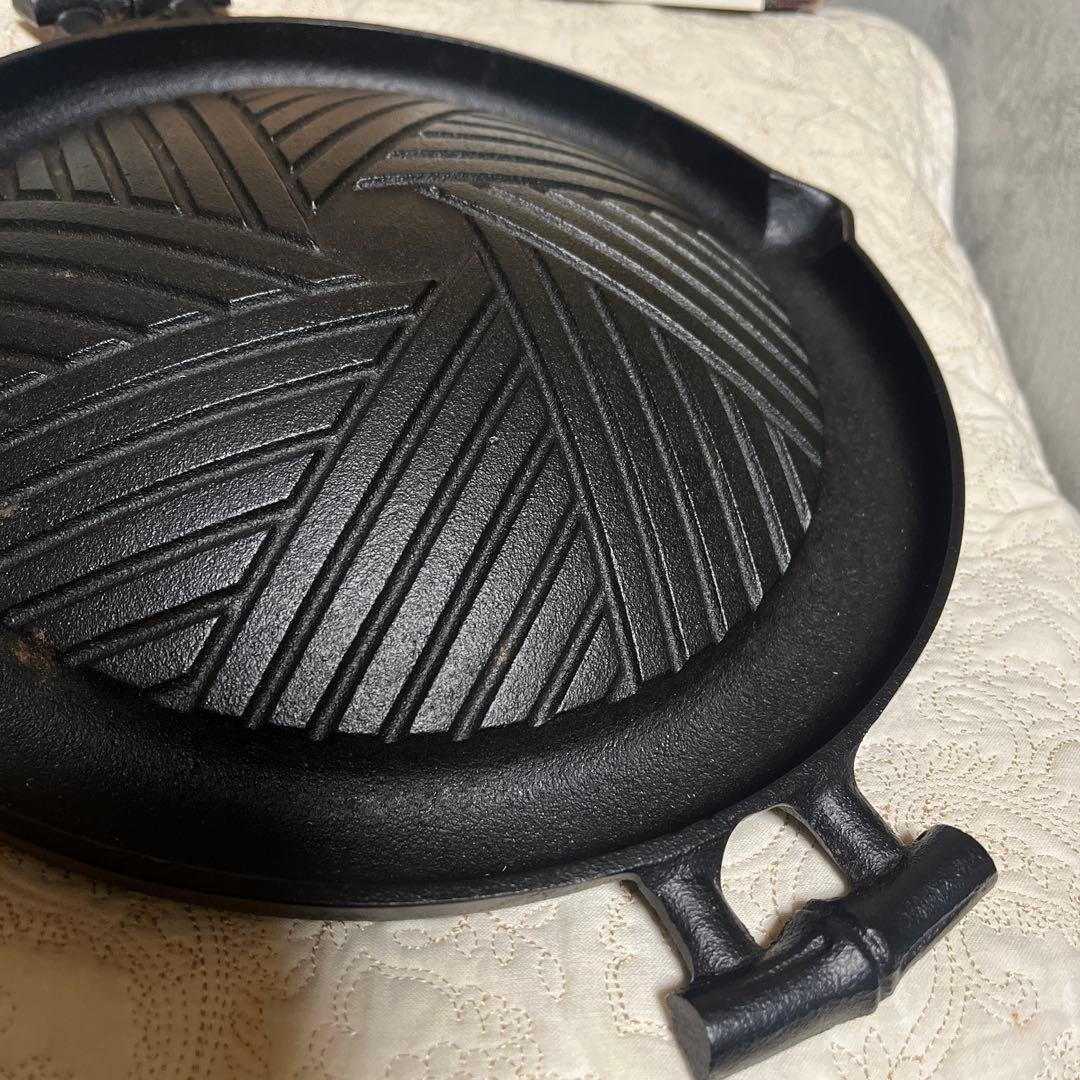 最終値下げ！南部鉄器 岩鋳 ジンギスカン鍋 竹27cm ガス火用カセットコンロ用