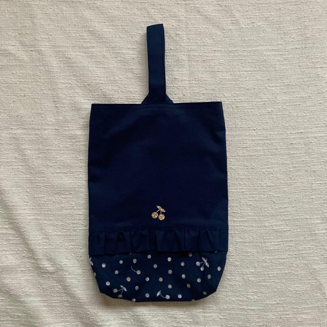 さらなみ！無地フリルさくらんぼドット柄レッスンバッグ+体操服袋+上履き入れ