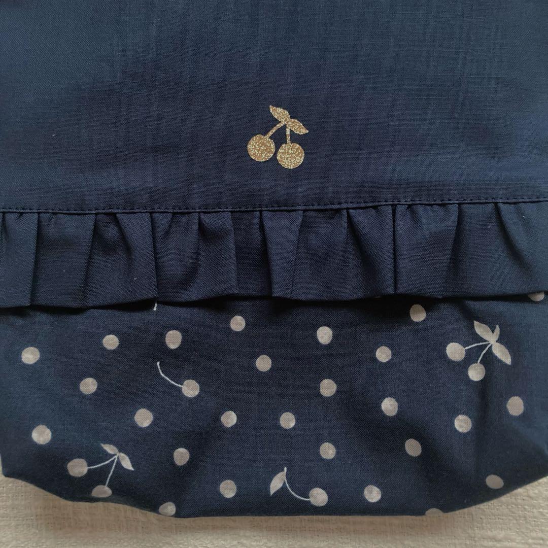 さらなみ！無地フリルさくらんぼドット柄レッスンバッグ+体操服袋+上履き入れ