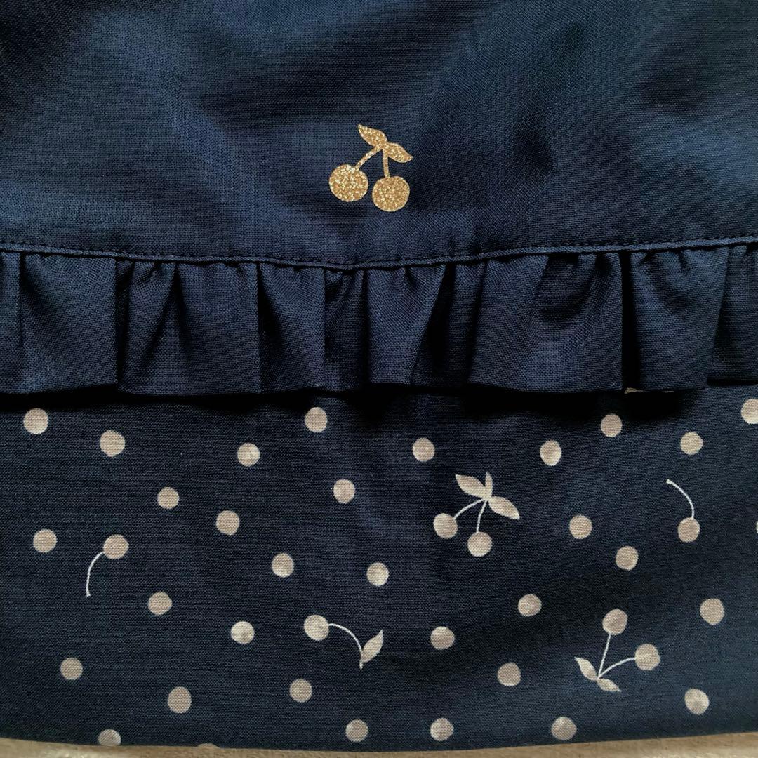 さらなみ！無地フリルさくらんぼドット柄レッスンバッグ+体操服袋+上履き入れ