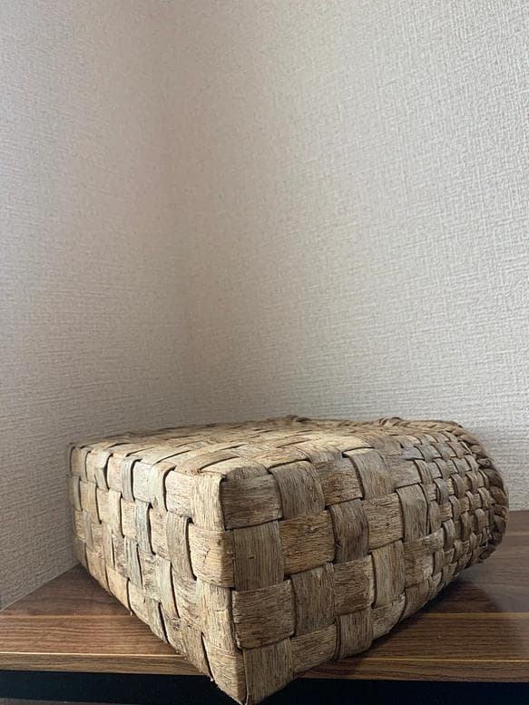 胡桃　くるみかごバッグ　手作り　胡桃籠バッグ　市松編み　Lサイズ　内布あり