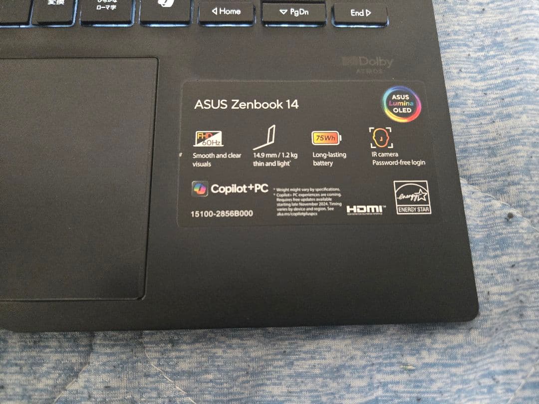 Windowsノート本体 zenbook14 RizenAI7/32GB 512GB UM3406KA