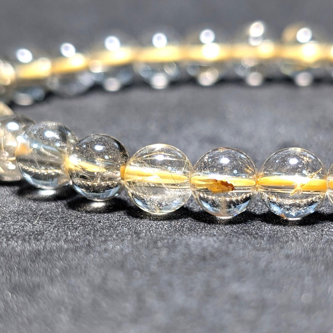 【透き通るクォーツが美しい】ゴールドルチル ブレスレット 6ミリ 水晶のお守り